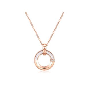 Intrigo Diamond Halo Rose Gold Necklace