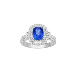 Blue Sapphire & Diamond Majesty White Gold Ring