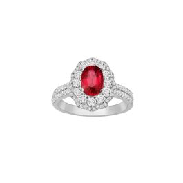 Crimson Ruby & Diamond White Gold Ring