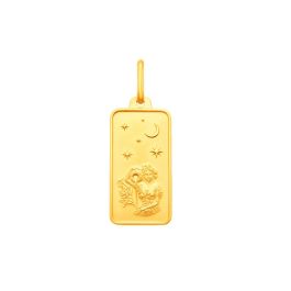 Aquarius Horoscope Yellow Gold Pendant