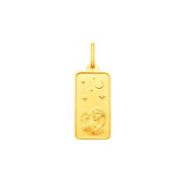 Virgo Horoscope Yellow Gold Pendant