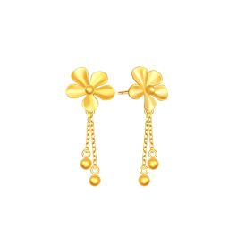 Floral Cascade Yellow Gold Earrings