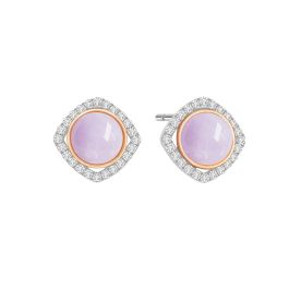 Lavender Jade Rose Gold Diamond Earrings