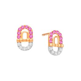 Pink Sapphire Diamond Rose Gold Earrings