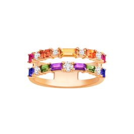 Multi-coloured Sapphire Diamond Rose Gold Ring