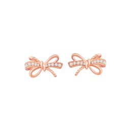 Diamond Rose Gold Bow Earrings