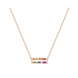 Multi-coloured Sapphire Diamond Rose Gold Necklace