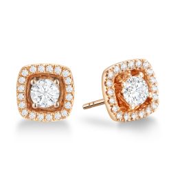 Cushion Halo Rose Gold Earrings ​