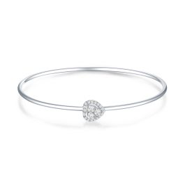 Diamond Cluster Heart White Gold Bangle