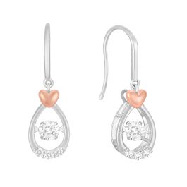 Diamond Heart Rose & White Gold Earrings