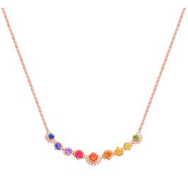 Rainbow Sapphire & Diamond Rose Gold Necklace