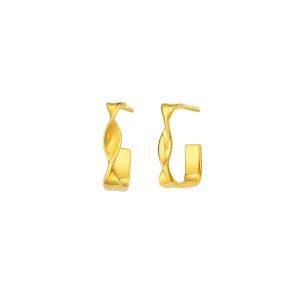 Twisted Yellow Gold Earring