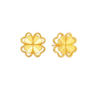 Clover Yellow Gold Earrings