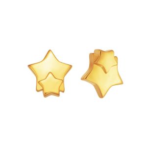 Duo Star Yellow Gold Earrings