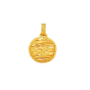 Textured Round Yellow Gold Pendant