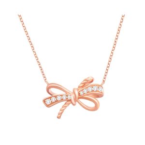 Diamond Rose Gold Bow Necklace