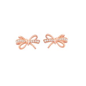 Diamond Rose Gold Bow Earrings