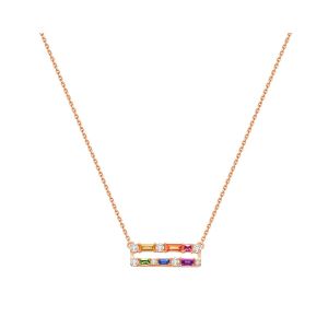 Multi-coloured Sapphire Diamond Rose Gold Necklace