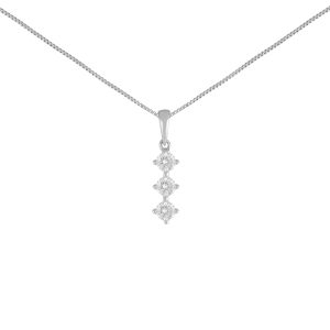 18K White Gold Cascade Trilogy Diamond Pendant​